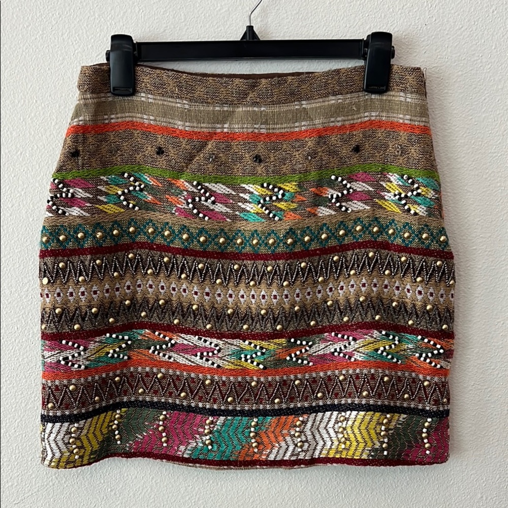 Glamorous Colorful Patterned /Beaded Women's Medium Boho Mini Skirt